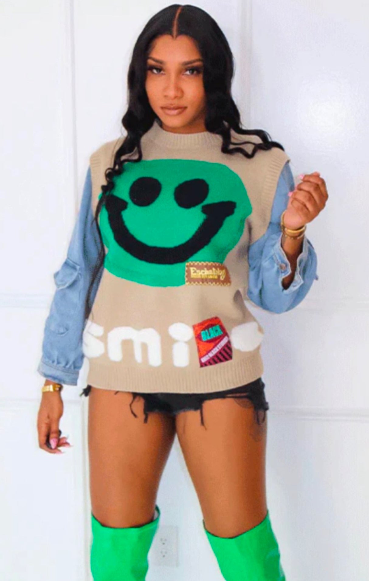 Denim Smile Sweater